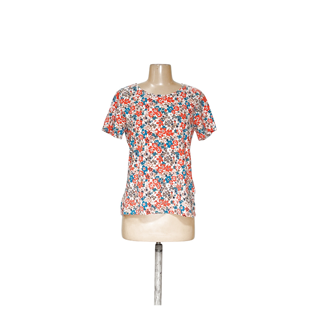 Ann Taylor Orange Floral Blouse M